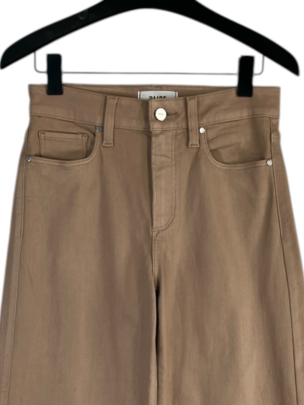 Paige Anessa Coated Wide Leg Jean size 26 in French Latte - Picture 4 of 8